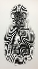 Intricate native-style illustration: man formed from fingerprint pattern.