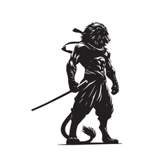 Ninja Lion Silhouette - An elegant and mysterious creature, blending the mysterious moves of a ninja with the regal form of a lion in captivating grace.