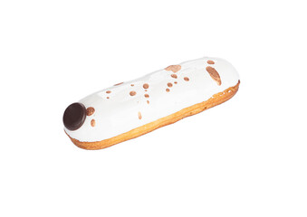 Handmade eclair. Isolated on white background
