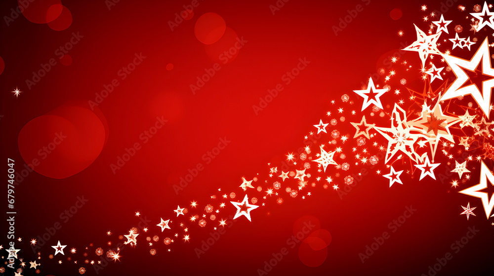 Poster beautiful red background with many stars of different sizes and styles that sparkle. it looks like c