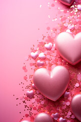 Obraz premium Beautiful background with pink hearts. Generative AI,