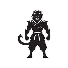  Ninja Lion's Silhouette - An epic image unveiling the shadows of a ninja blended with the commanding presence of a lion.