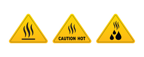 Caution hot surface warning sign, Hot water caution sign - obrazy, fototapety, plakaty