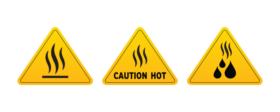 Caution hot surface warning sign, Hot water caution sign