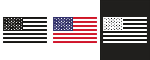 USA flag icon set. American national flag concept. USA flags on transparent background - obrazy, fototapety, plakaty