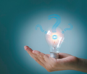 question mark and light bulb solution, q and a question and answer or solution to troubleshooting,...