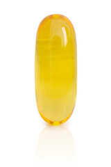 Cod liver oil capsules isolated on white background. This has clipping path.