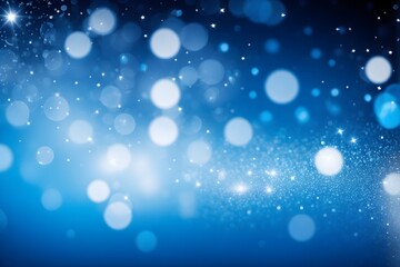 Obraz premium Blue bokeh background with glittering lights. Abstract blue background.