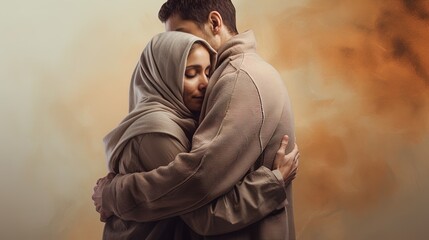Fototapeta premium Couples standing and hugging each other, ai generative