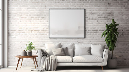 3D rendering modern style apartment background, apartment decoration design, white canvas on the wall
