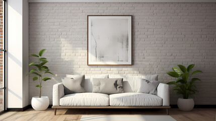 3D rendering modern style apartment background, apartment decoration design, white canvas on the wall