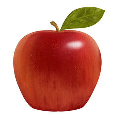 Red apple with green leaf and Healthy vegetarian snack food fruit.