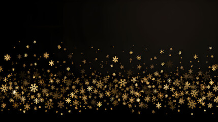 Christmas and winter background black wallpaper with golden Snowflakes, abstract landscape for Christmas and New year - obrazy, fototapety, plakaty