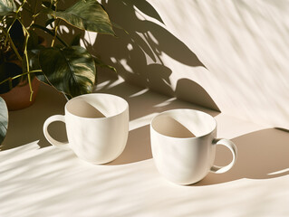 Photo white mug mock up blank template for your design advertising logo, white coffee cup with...
