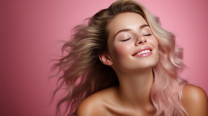 Naklejka premium Beautiful Young Girl Long Hair Relaxing, HD, Background Wallpaper, Desktop Wallpaper