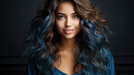 Naklejka premium Beautiful Young Woman Nice Blue Dress, HD, Background Wallpaper, Desktop Wallpaper