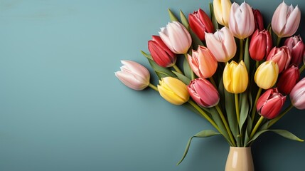 Bouquet Multicolor Tulips Fresh Spring Flowers, HD, Background Wallpaper, Desktop Wallpaper