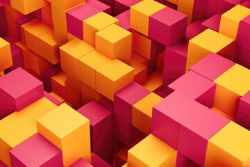 Fototapeta premium abstract background of yellow and pink cubes