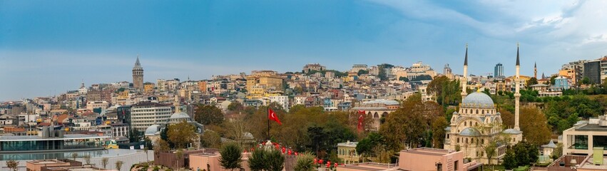 Fototapeta na wymiar Panoramic view of Galata (modern Karaköy), Istanbul, Turkey