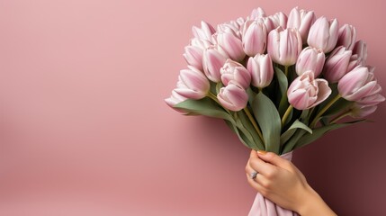 Caucasian Woman Putting Fresh Tulips Into, HD, Background Wallpaper, Desktop Wallpaper