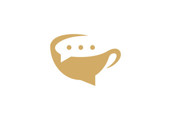 simple cup coffee chat logo design vector illustration	
 - obrazy, fototapety, plakaty