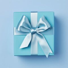 blue gift box with blue ribbon