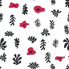 Trendy floral seamless pattern inspired black and white floral pattern