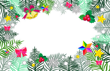 Fototapeta na wymiar Cute fern leaves in Merry Christmas Background1-4