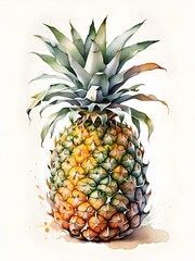 Pineapple Watercolor. Generative AI