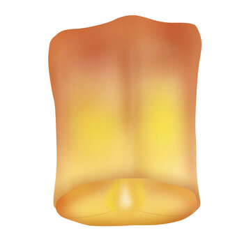 Yellow floating lantern with transparent background
