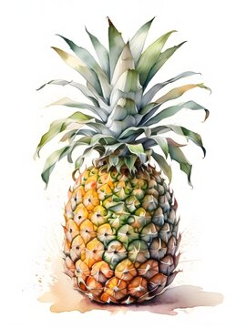 Pineapple Watercolor. Generative AI