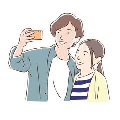 自撮りするカップル