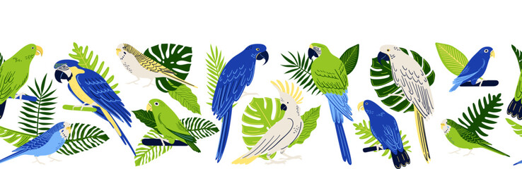 Parrots With Tropical Leaves © helenreveur