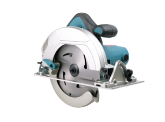 New modern circular saw on white background