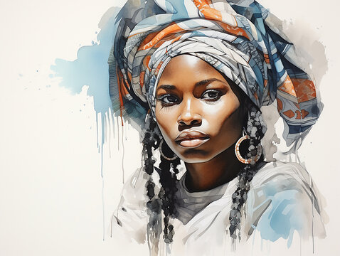 Cultura africana em arte aquarela 