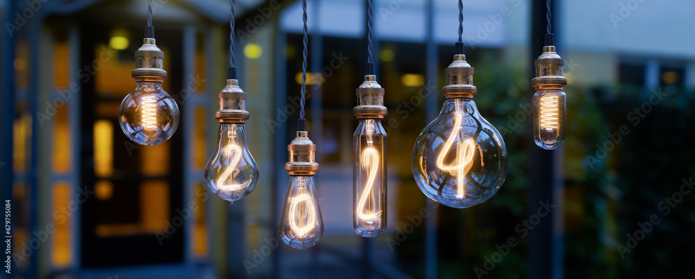 Poster light bulb new year background. edison light bulb. 2024 year. 3d rendering