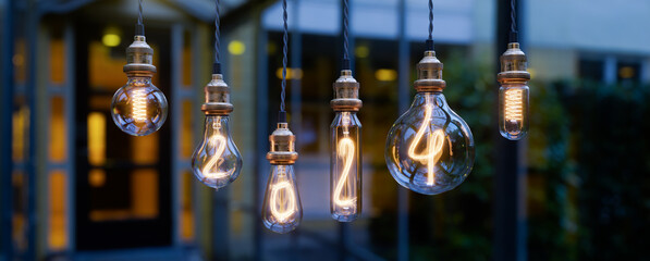 Light bulb New Year background. Edison light bulb. 2024 year. 3d rendering - obrazy, fototapety, plakaty