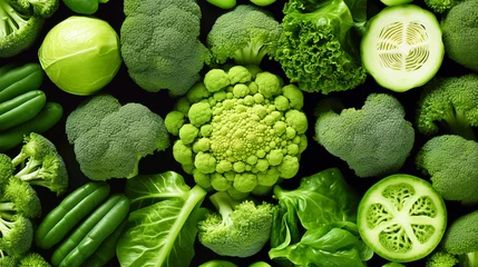 Foto op Aluminium Green vegetables background high angle view. Healthy food and dieting. © AB-lifepct