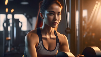 woman doing fitness exercise in gym