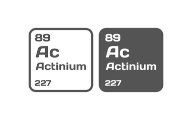 Actinium chemical element icon. Flat, gray, Ac Actinium chemical element icons, periodic table. Vector icons