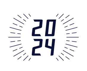 2024 Happy New Year Holiday Blue Graphic Design Abstract Vector Logo Symbol Illustration
