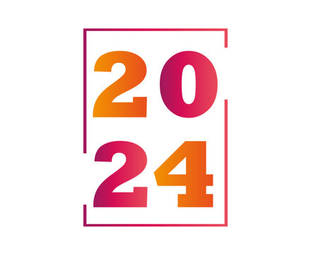 2024 Happy New Year Holiday Orange And Pink Graphic Design Abstract Vector Logo Symbol Illustration