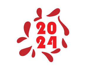 2024 Happy New Year Holiday Red Graphic Design Abstract Vector Logo Symbol Illustration
