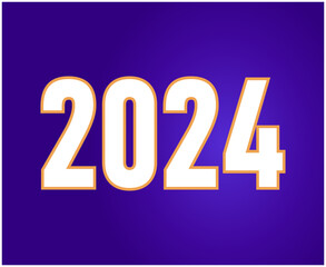 2024 Happy New Year Holiday White Graphic Design Abstract Vector Logo Symbol Illustration With Purple Background