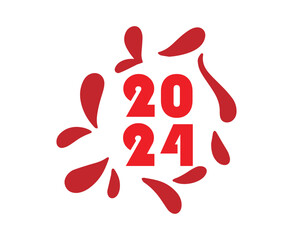 2024 Happy New Year Holiday Red Graphic Design Abstract Vector Logo Symbol Illustration