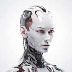 fantastic face of a robot woman from the future - Generative AI