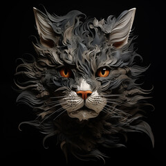 Obraz premium Beautiful fluffy cat muzzle - Generative AI