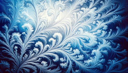 Fototapeta na wymiar Blue and white frost pattern. Generative ai.