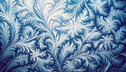Close-Up of blue frosty pattern. Generative ai.