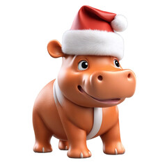 Cute Orange Christmas Hippo Png Clipart Sticker
